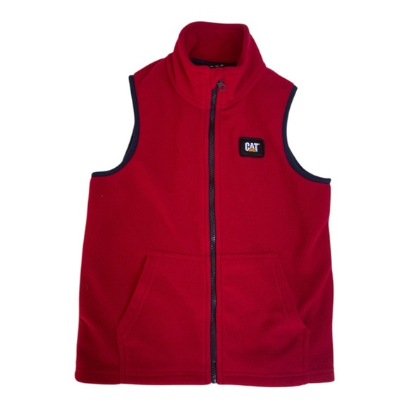 CAT (Caterpillar) Vibrant Red Fleece Vest Size: 7/8 S - Picture 1 of 9